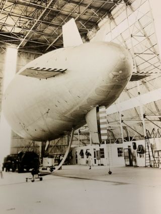 Vintage Photograph of Military Blimp in Hangar 2
