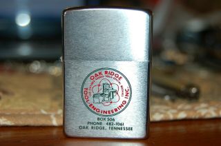 Vintage Zippo Lighter 1973 Oak Ridge Tn Tool Engineer Advertisement Good