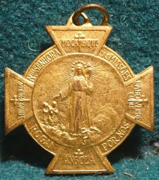 ST FRANCIS XAVIER BAPTIZING / OUR LADY OF THE MISSIONS Old MEDAL CROSS 22mm 2