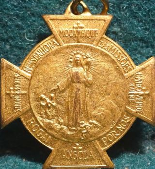 ST FRANCIS XAVIER BAPTIZING / OUR LADY OF THE MISSIONS Old MEDAL CROSS 22mm 4
