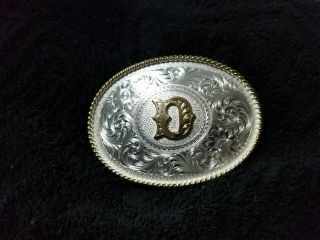 Vintage Montana Silversmith Dress Belt Buckle Silver And Gold W D Rodeo Custom