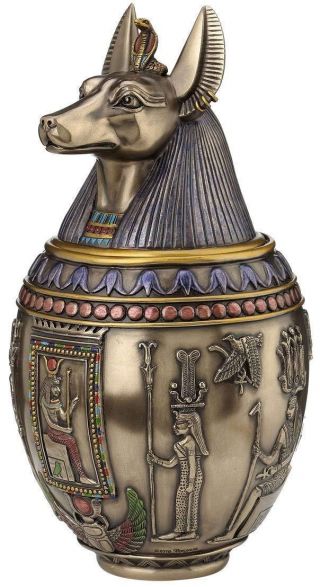 Anubis Egyptian Heiroglyphic Canopic Jar Memorial Urn Statue Sculpture Figurine 3