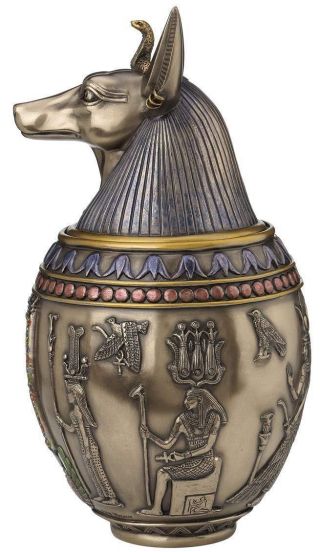 Anubis Egyptian Heiroglyphic Canopic Jar Memorial Urn Statue Sculpture Figurine 4