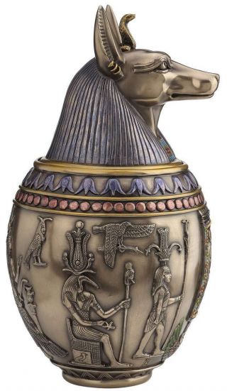 Anubis Egyptian Heiroglyphic Canopic Jar Memorial Urn Statue Sculpture Figurine 6