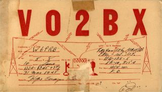 Vo2bx Ed Goose Bay,  Labrador 1948 Vintage Ham Radio Qsl Card