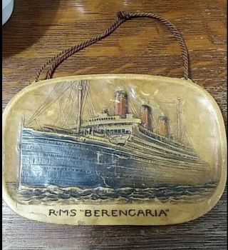 Cunard Line Rare Onboard Souvenir Rms Berengaria Raised Relief Plaque