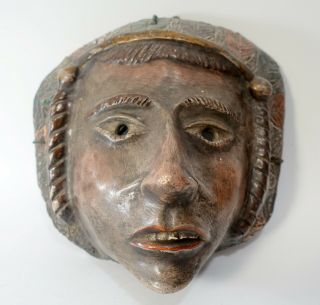 Vintage Ceramic Pottery Guatemalan Late 20th Century Festival Dance Face Mask