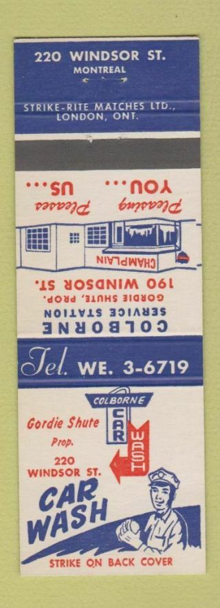 Matchbook Cover - Colborne Service Oil Gas Champlain Car Wash Montreal Qc