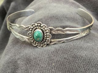 Vintage Sterling Silver & Turquoise American Indian Cuff Bracelet & Thundebird