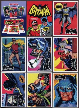 1966 Topps Batman Complete Set Of 55 Card Black Reprint,  2 Bonus Cards