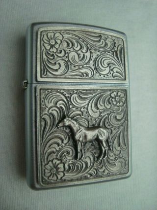 Zippo Horse Silver Tone Lighter 2002 109