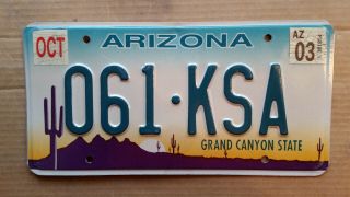 License Plate,  Arizona,  Sunset,  Saguaro,  061 Ksa (knowledge,  Skills & Abilities)
