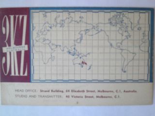 Qsl Card From Radio Station 3kz Melbourne Australia 1955