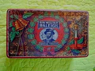 Rare " Sir Walter Raleigh " Large Christmas Tobacco Tin