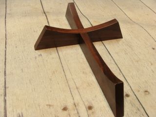 Handcrafted Wooden Cross Hand Crafted By R.  D.  Homan Vintage Convex Concave 15 "