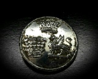 Silver Plated 5th Earl Fitzwilliam Family Livery Button 1852
