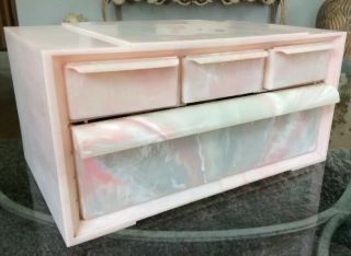 Vintage Akro - Mils Pink Marbled Storage Organizer Plastic Sewing Craft Organizer