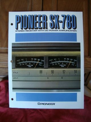 1978 Pioneer Sx - 780 Receiver Spec Sheet Booklet