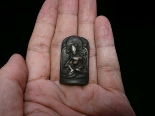 Old Nepal Tibet Buddhist Bronze Green Tara Thogchag Talisman Pendant