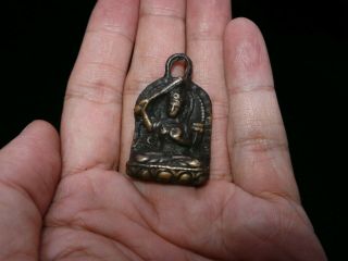 Old Nepal Tibet Buddhist Bronze Manjushri Thogchag Talisman Pendant