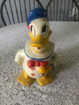 Disney 1940 - 50’s Leeds Pottery Donald Duck Cookie Jar - 75 Yrs Old