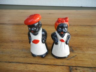 Vintage Black Americana Mammy Pappy Ok Japan Salt Pepper Shakers