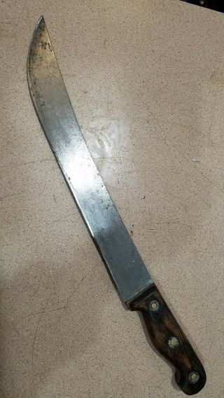 Vintage/antique Butcher Knife 18 " Oal 12 - 3/4 " Blade 5 - 1/4 " Handl " Semi - Flexible "