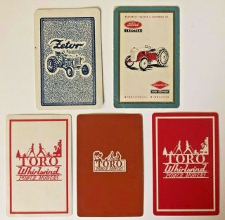 5 Vintage Playing Cards Advertisements Toro Mowers Ford & Fetur Tractors