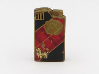 Vintage Supreme Japan Red Black Dog Emblem Musical Lighter 2.  25x1.  25x.  5 "
