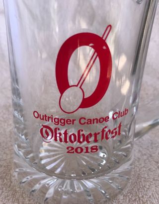 Rare Occ Outrigger Canoe Club Waikiki Oktoberfest 2018 Glass Beer Stein