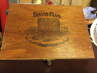 Travis Club Churchill Wood Cigar Box Empty & Rare 2