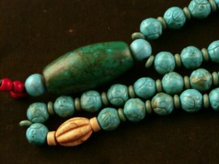 25 Inches Tibetan Turquoise Round Beads Prayer Necklace U124