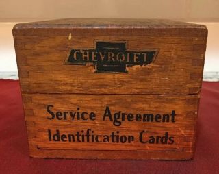 Vintage Gm Chevrolet Dealer Desk Chevy Sign Wooden Box Service Agreement Id Card