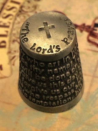 Thimble Pewter The Lords Prayer Gish Marked Colonial Pewter