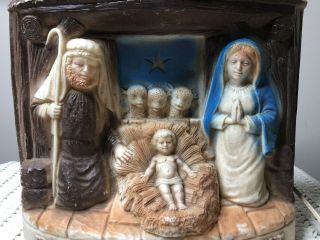 Vintage 1973 Dapol Blowmold Christmas Lighted Peace On Earth Nativity Scene 2