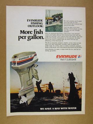 1977 Evinrude 55 Outboard Motor Fishing Photo Vintage Print Ad