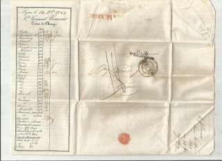Stampless Folded Letter: 1840 Lyon,  France