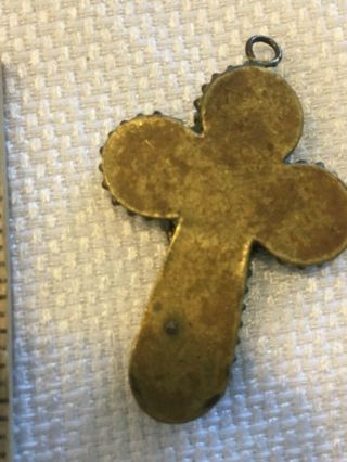 Antique Micro Mosaic Papal Cross Crucifix With image of Pope Pius XII Pendant 5