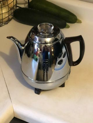 Vtg Ge General Electric Chrome Percolator 33p30 Pot Belly 9 Cup Coffee Maker