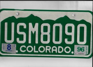 Colorado Passenger 1996 License Plate " Usm8090 " Natural Montrose