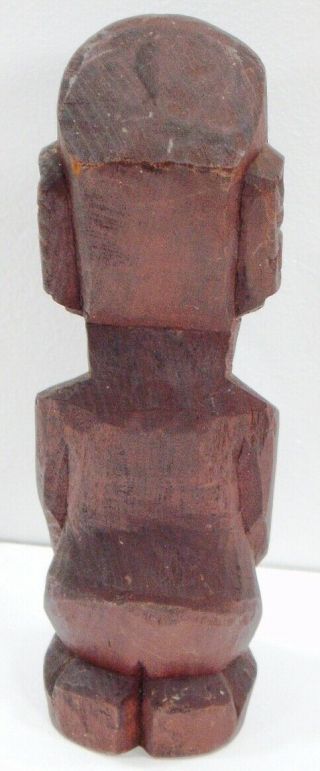 Vintage Wooden Hand Carved Easter Island Moai Figure Statue 6.  5 