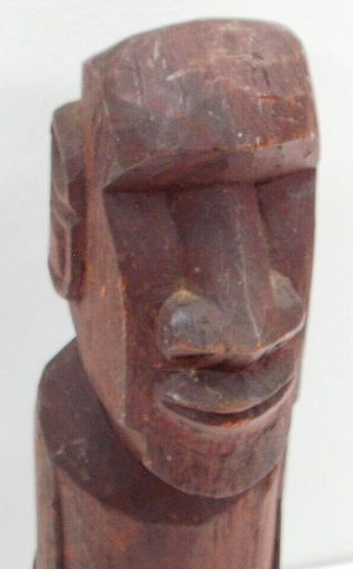Vintage Wooden Hand Carved Easter Island Moai Figure Statue 6.  5 