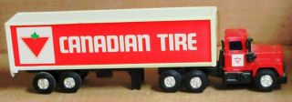 Canadian Tire Plastic Tractor Trailer Semi Truck Red Cab 11 " X 3 " X 2 "