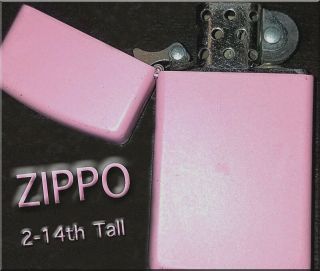 Vintage Zippo Lighter Slim Matte Pink 2 - 1/4” Collectible Cigarette Cigar Auth