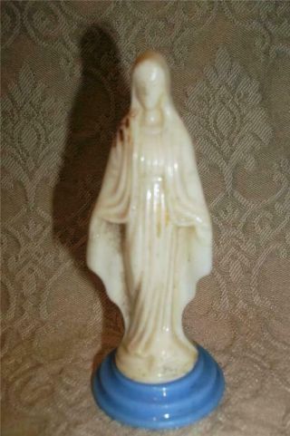 Vintage Catholic Religious Bvm Blessed Virgin Mary 3 - 1/2 " Plastic Statue Figure
