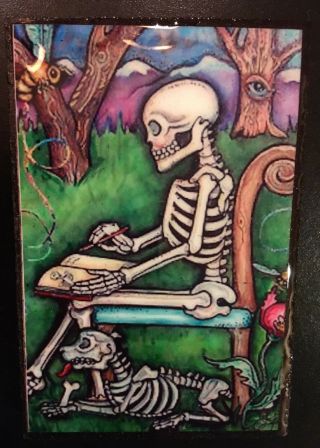 Xxl Day Of Dead Dia De Los Muertos Magnet Skeleton Artist With Dog
