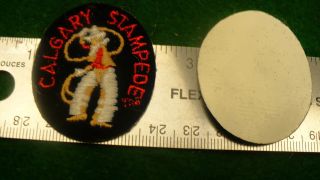 Calgary Stampede Vintage Stick On Stitched Patch Cowboy Rodeo 1.  75 " X 1.  5 " Oval