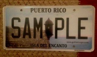 Puerto Rico Isla Del Encanto Sample License Plate With Castle In Full Graphic Pr