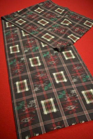 Xq98/95 Vintage Japanese Kimono Fabric Wool Antique Kusakizome Woven Textile 52 "