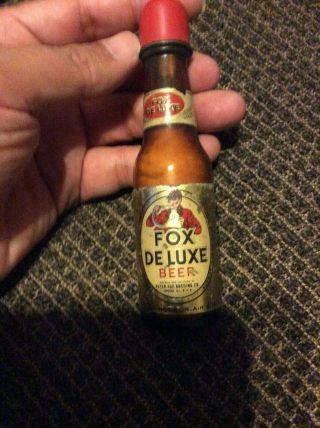 Rare Beverage Ad Glass Bottle Shape Lighter,  Fox Deluxe Beer